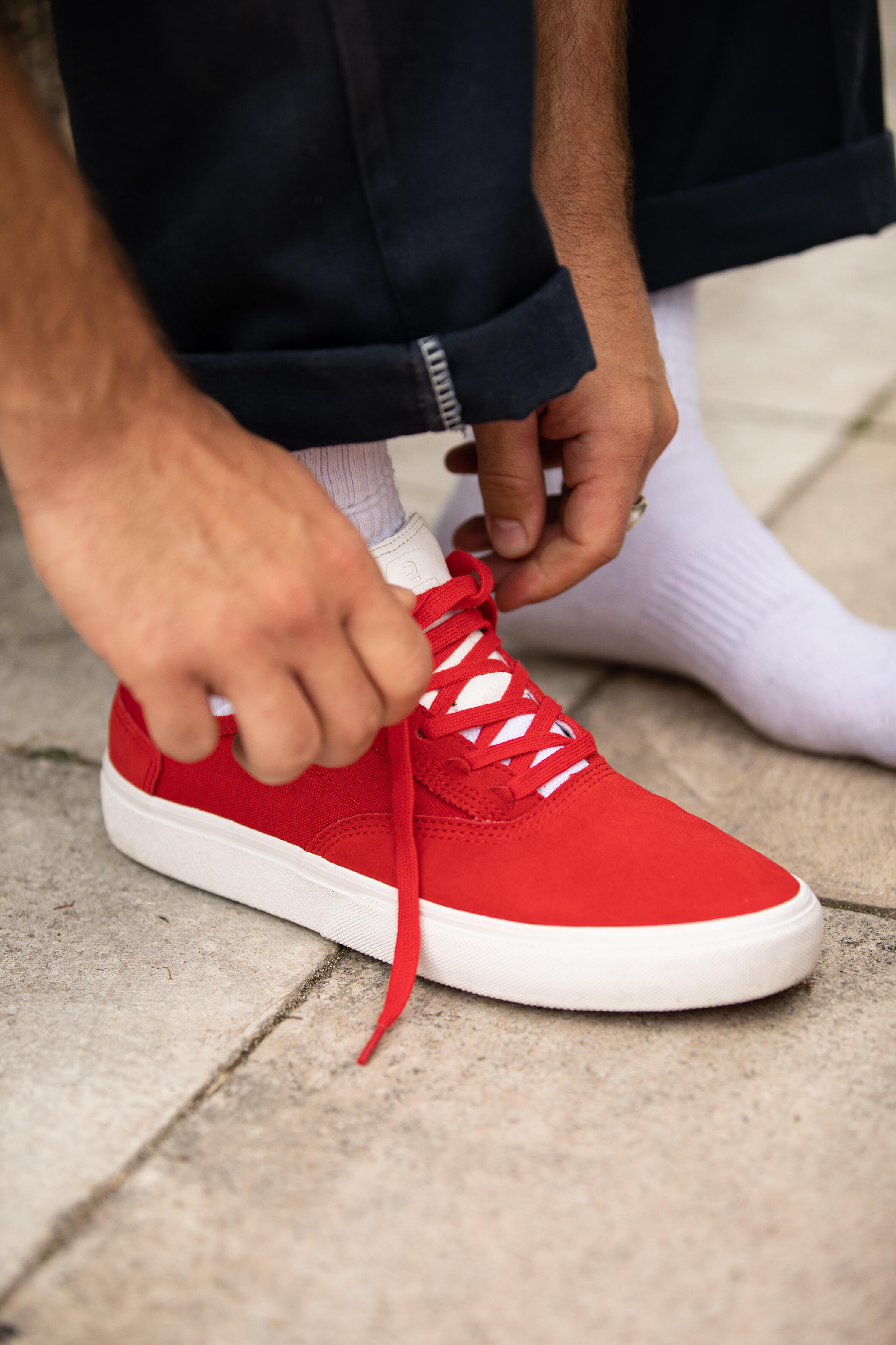 Calçado Vulcanizado de Skate Adulto VULCA 500 II Vermelho/Branco 17/21