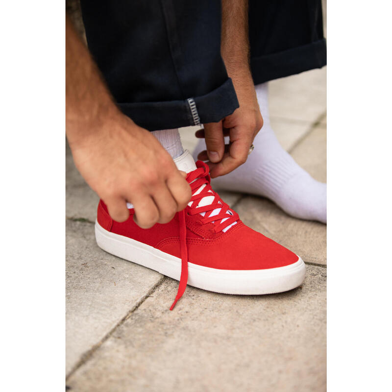 Chaussures vulcanisées de skateboard adulte VULCA 500 II rouge / blanche