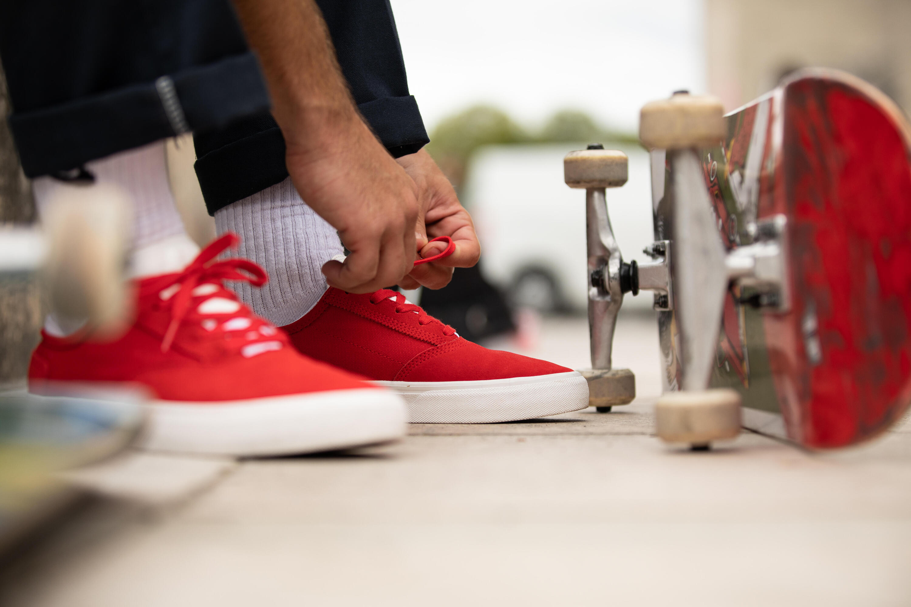 Calçado Vulcanizado de Skate Adulto VULCA 500 II Vermelho/Branco 19/21