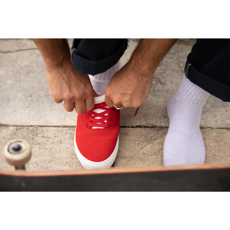 Chaussures vulcanisées de skateboard adulte VULCA 500 II rouge / blanche