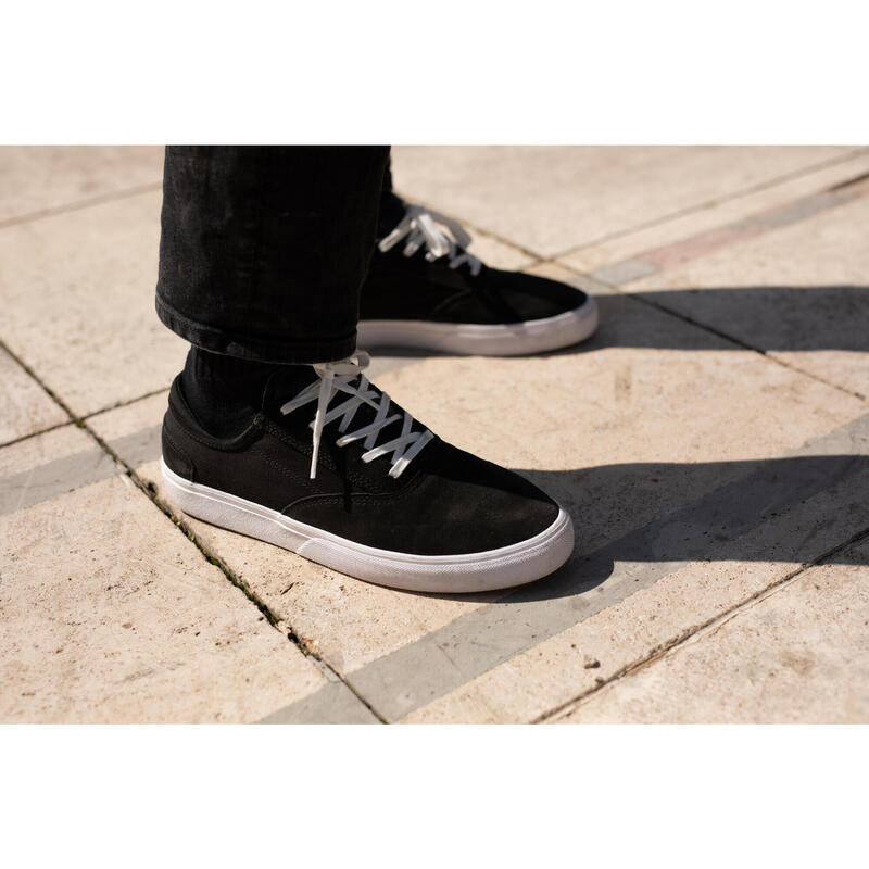 Chaussures basses de skateboard sans lacets adulte VULCA 500 slip-on noire  - Maroc, achat en ligne
