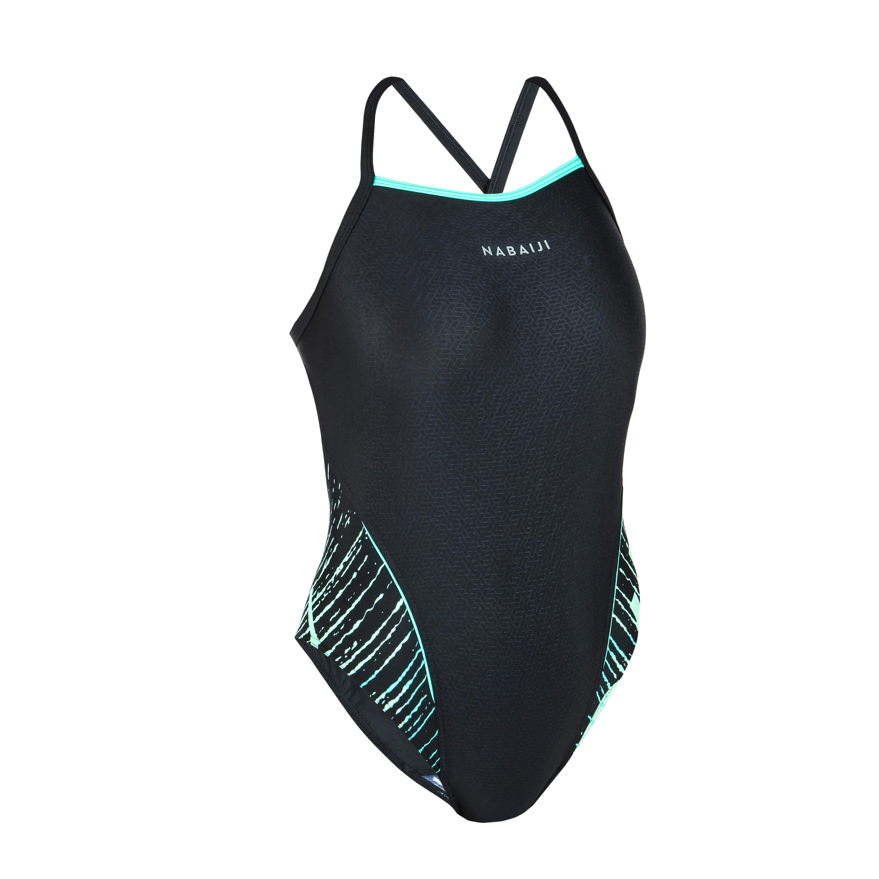 Women’s Swimming One-Piece Swimsuit Lexa XP - Black and Green 6/6