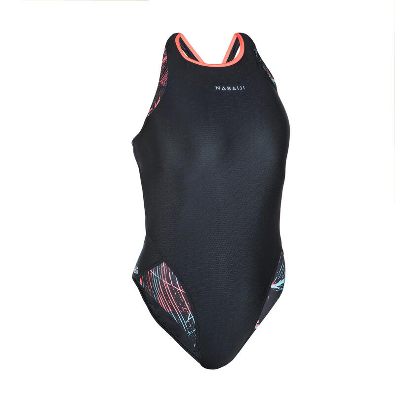 Sportbadpak voor zwemmen dames Laïa zwart en rood