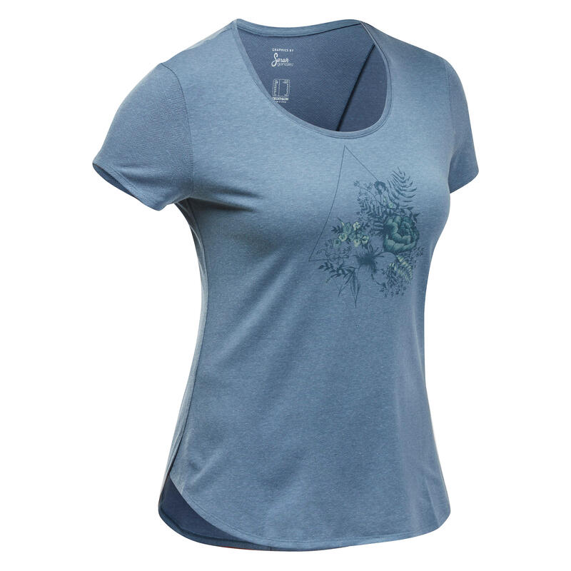 Camiseta de senderismo Mujer NH500 azul