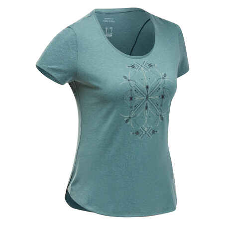 T-shirt Hiking Wanita  NH500 - Hijau Laut