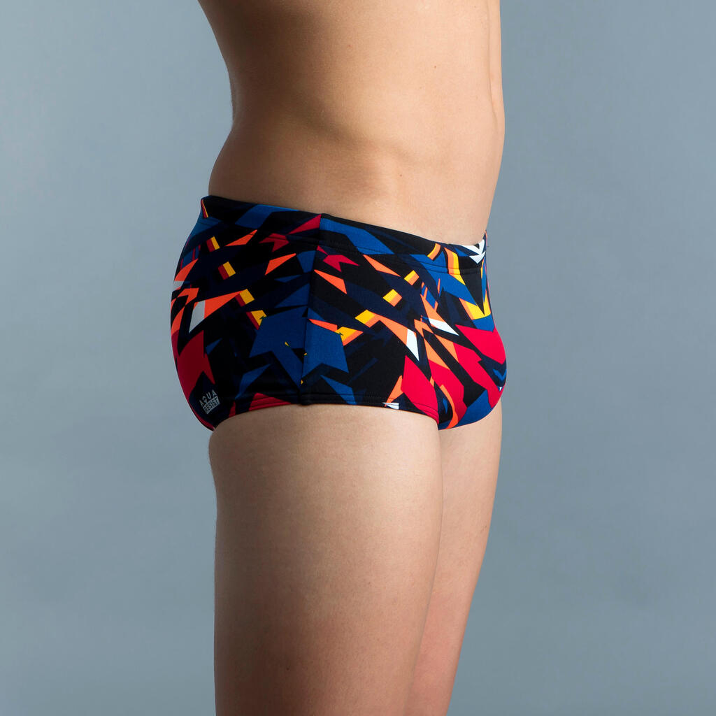 MEN'S SWIMMING SQUARE-CUT TRUNKS LARGE 900 BLACK BLAST RED