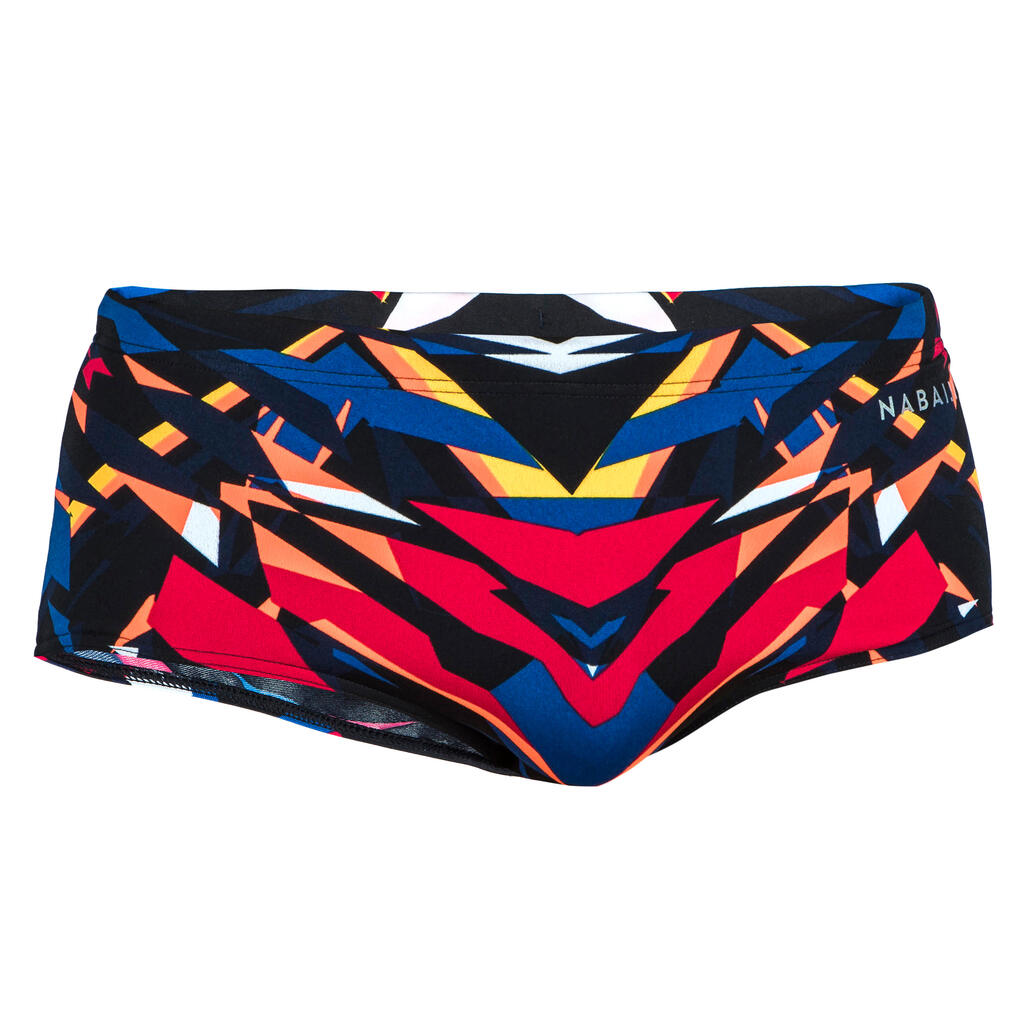 MEN'S SWIMMING SQUARE-CUT TRUNKS LARGE 900 BLACK BLAST RED