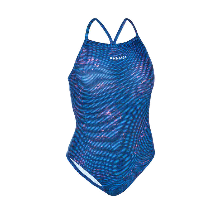 Maillot de Bain de Natation une pièce femme Kamyli ALL FLU bleu