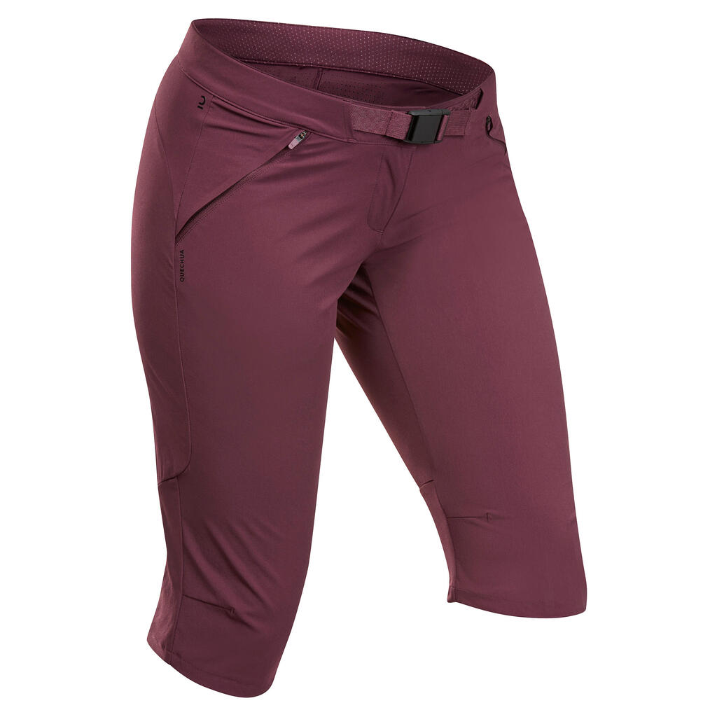 Braon ženske pantalone 3/4 za planinarenje MH500