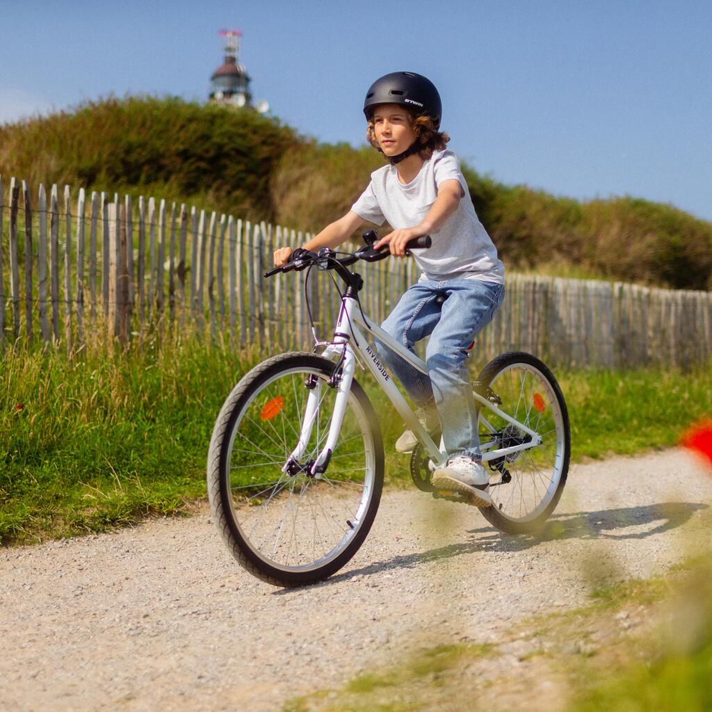 Kids' 24-inch robust 6-speed hybrid bike, White