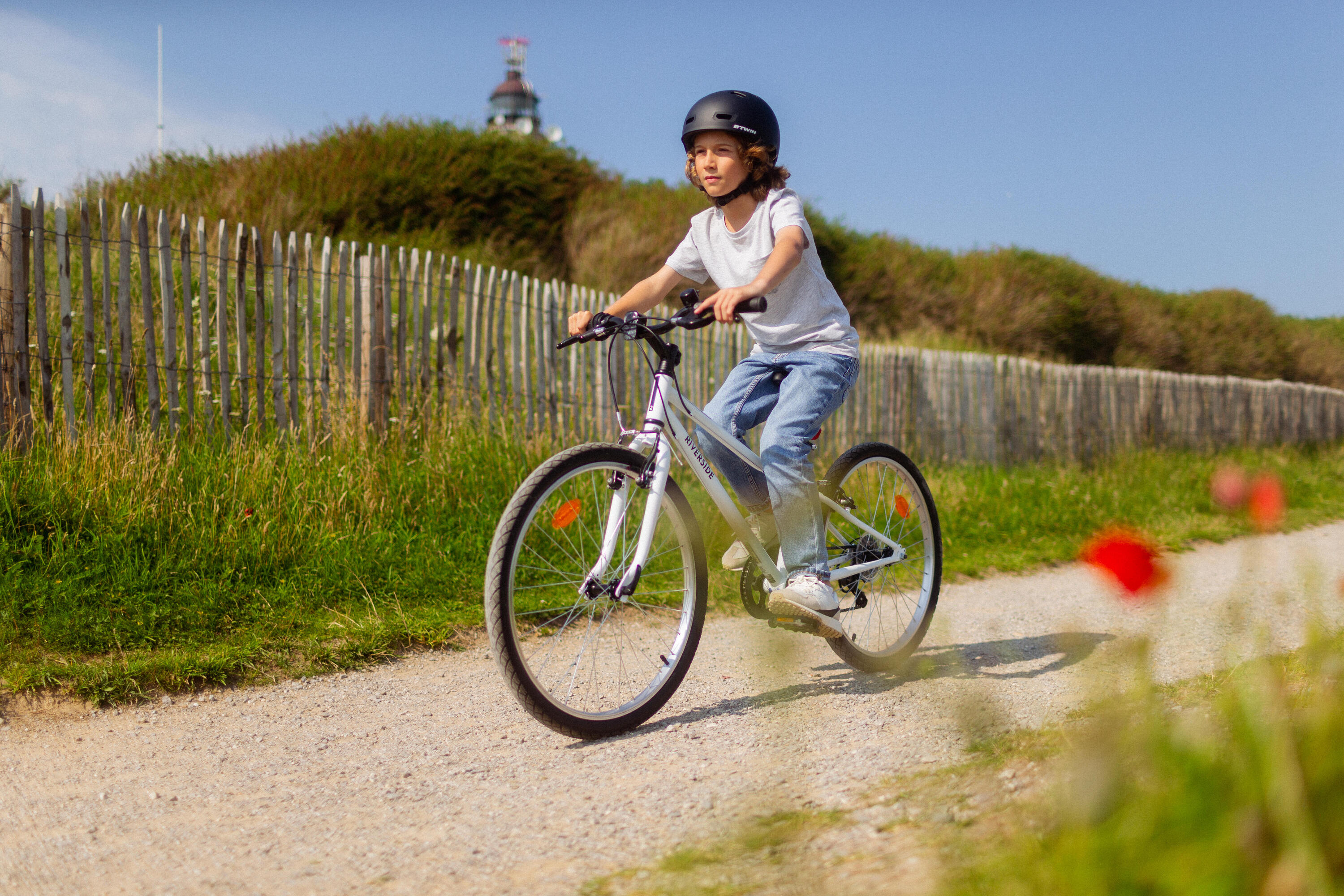 Kids' 24-inch robust 6-speed hybrid bike, White 2/14