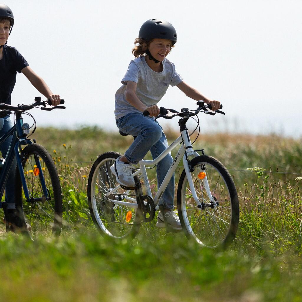 Kids' 24-inch robust 6-speed hybrid bike, White