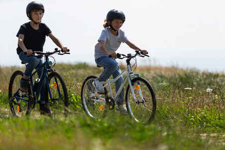 Kids' 24-inch robust 6-speed hybrid bike, White