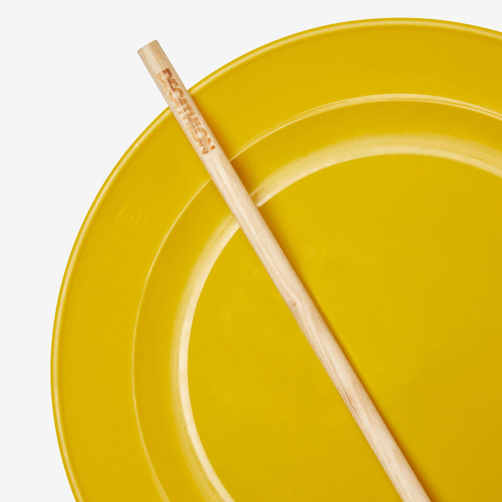 Žonglovací tanier s drevenou paličkou žltý