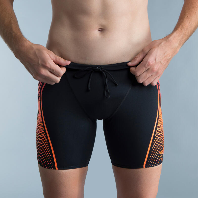 Badehose Boxer Herren lang Speedo - schwarz/orange/rot