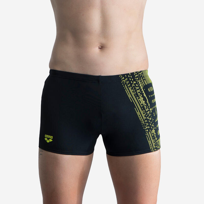 Bañador Hombre natación Arena bóxer negro amarillo