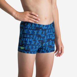 Zwemboxer voor jongens blauw met print