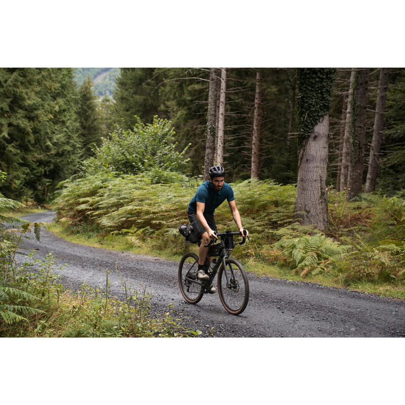 Radtrikot Polohemd Gravel/Reise Merinowolle dunkelrot