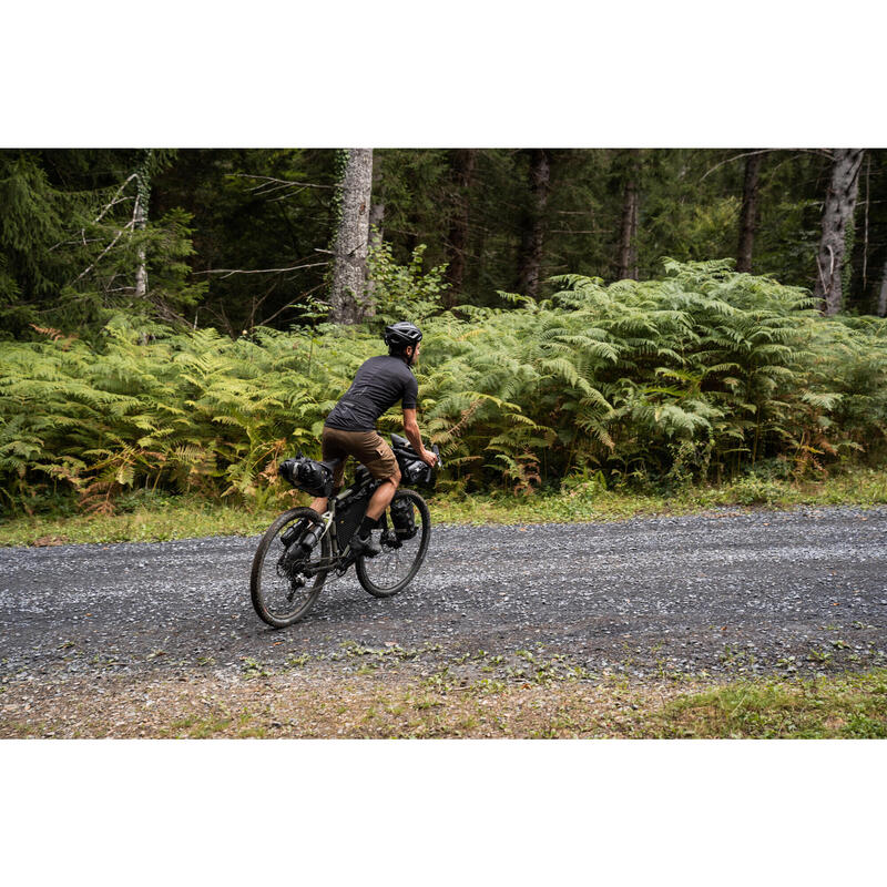 Férfi rövid ujjú kerékpáros mez GRVL900, merinó gyapjú, fekete