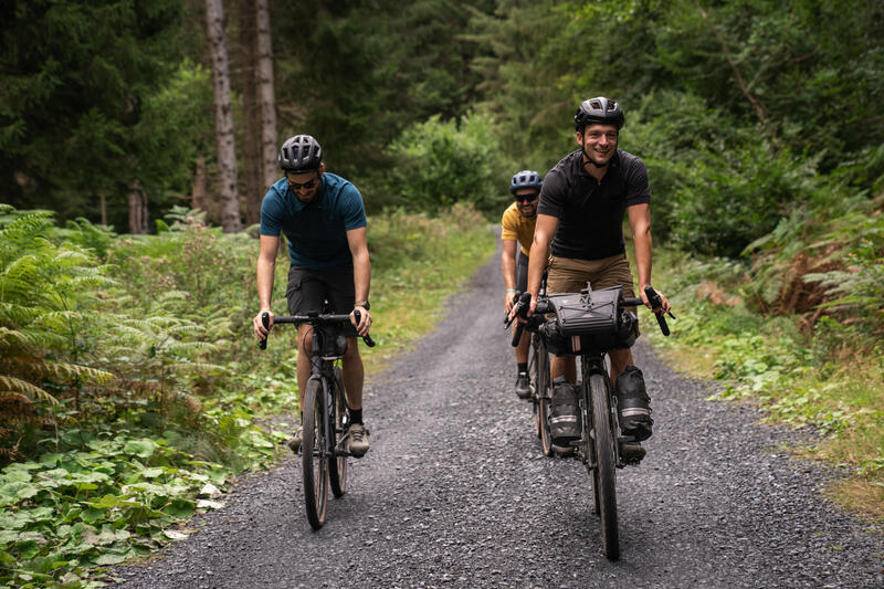 CAMISOLA DE MANGA CURTA BICICLETA DE ESTRADA HOMEM EM LÃ DE MERINO GRVL900 PRETO