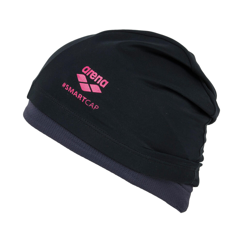 Swim Cap Long Hair Textile ARENA SMARTCAP Black Pink