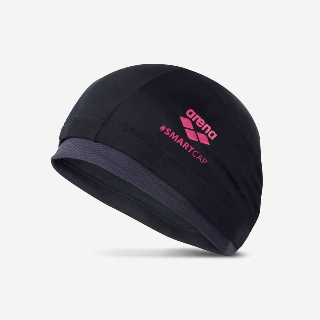 ПЛУВНА ШАПКА ЗА ДЪЛГА КОСА SMARTCAP, ЧЕРНО/РОЗОВО