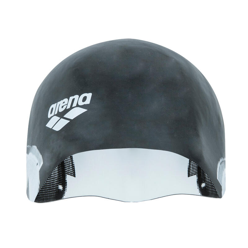 Touca de natação em silicone REVERSÍVEL branco/preto capacete