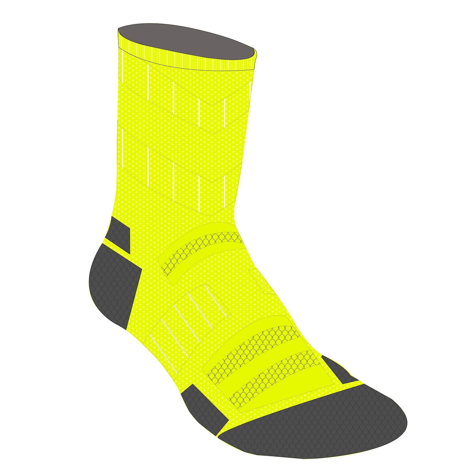 Run900 Mid-Calf Fine Running Socks - Fluo Yellow 4/6