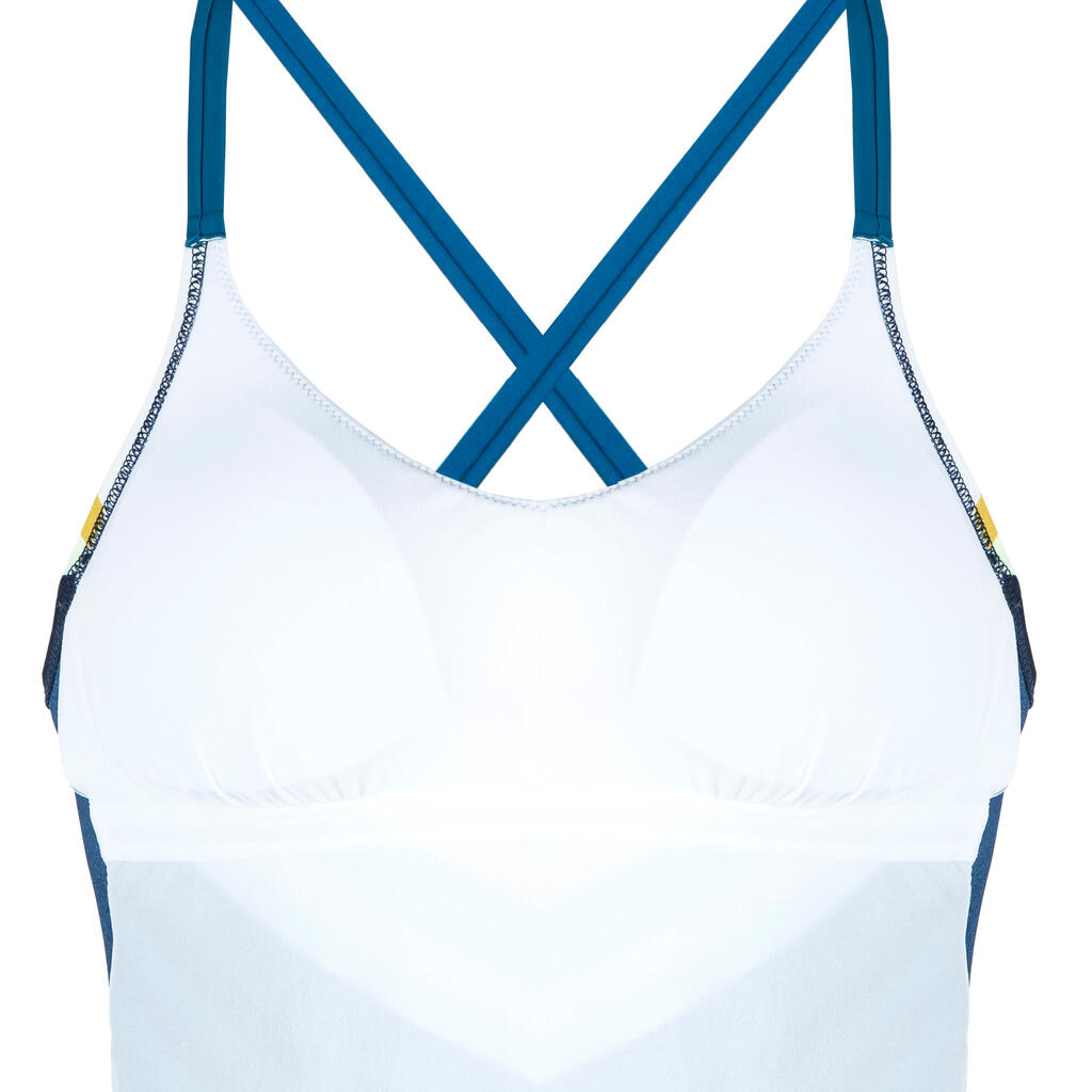 Vestido de baño de natación para Mujer Nabaiji blanco/rosado