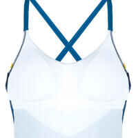 Bañador Mujer natación rayas azul marino blanco
