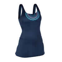 Bañador Mujer natación falda azul marino Heva 100. Disponible en talla grande