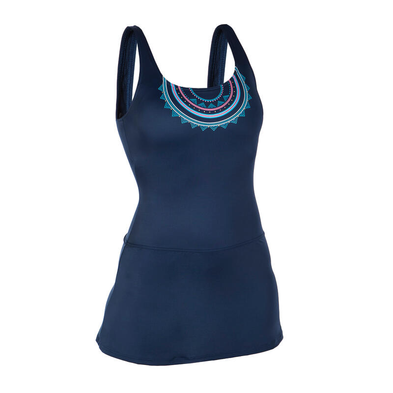 Maillot de Bain de Natation Femme 1 Pièce Jupe Heva Cola bleu