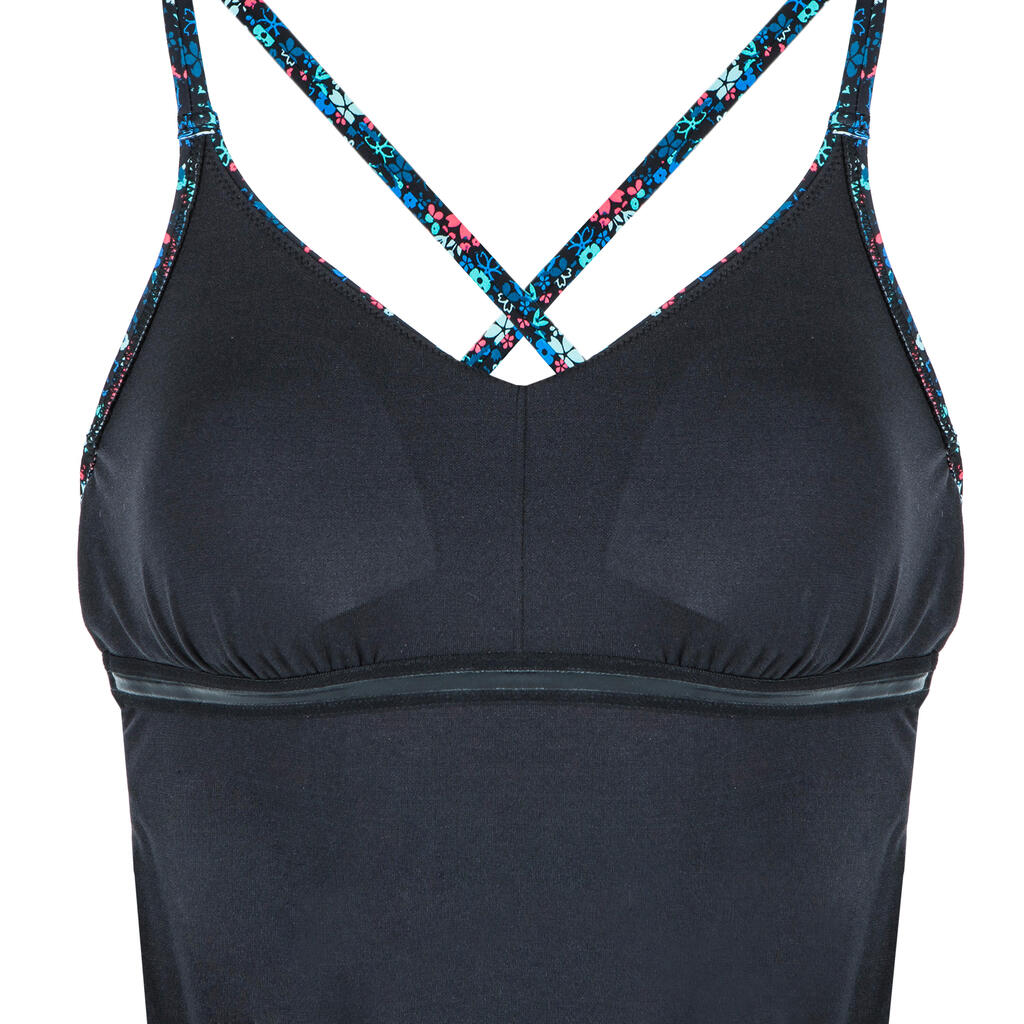 Vestido de baño de natación para Mujer Nabaiji blanco/rosado