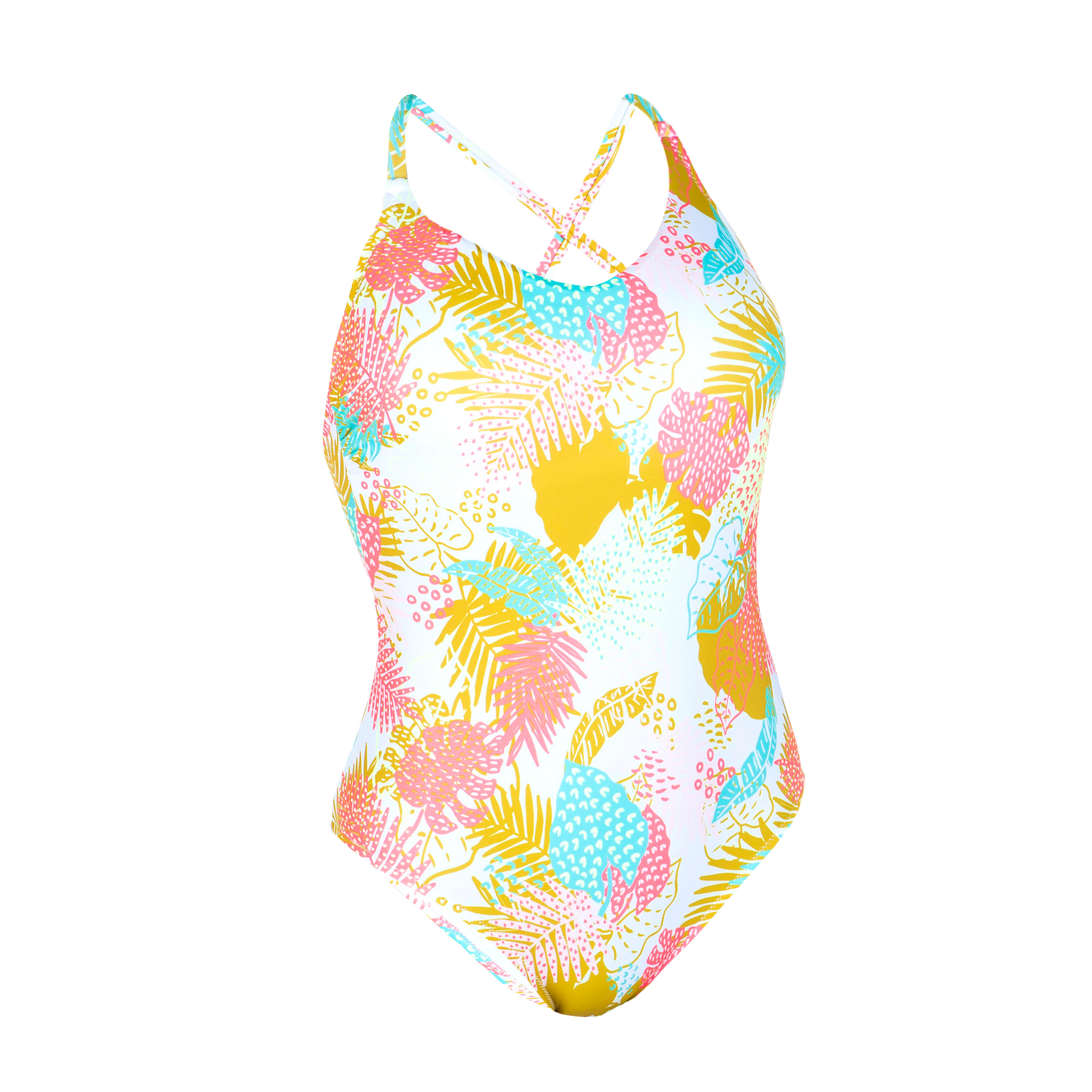 Women's 1-piece Swimming Swimsuit Lila Fern White 6/8