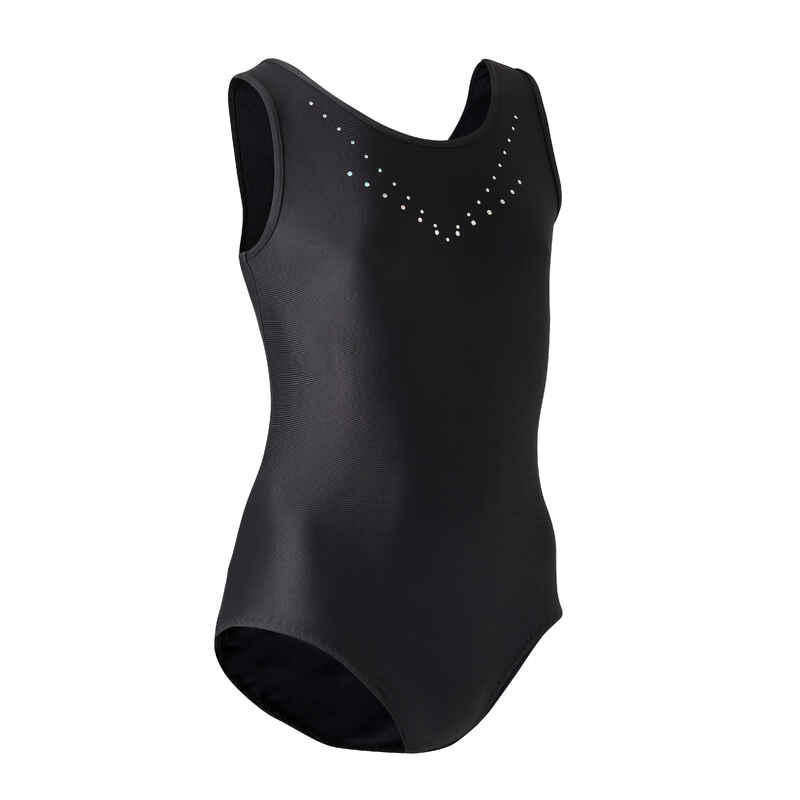 Gymnastikanzug Turnanzug 100 Mädchen schwarz Gymnastikanzug Turnanzug 100 Mädchen schwarz