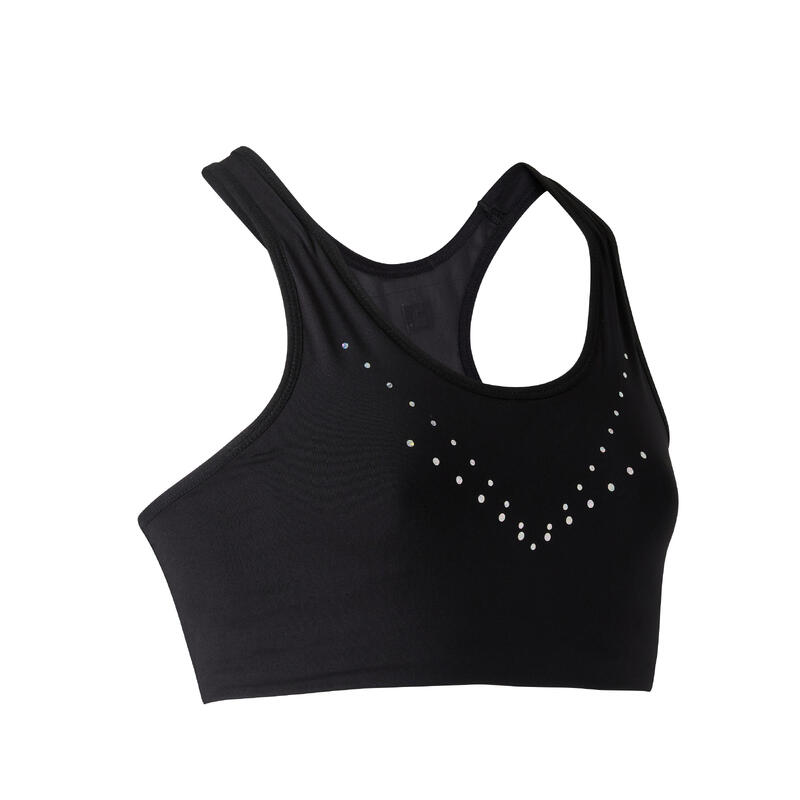 Bustieră respirantă de gimnastică cu paiete Negru fete 