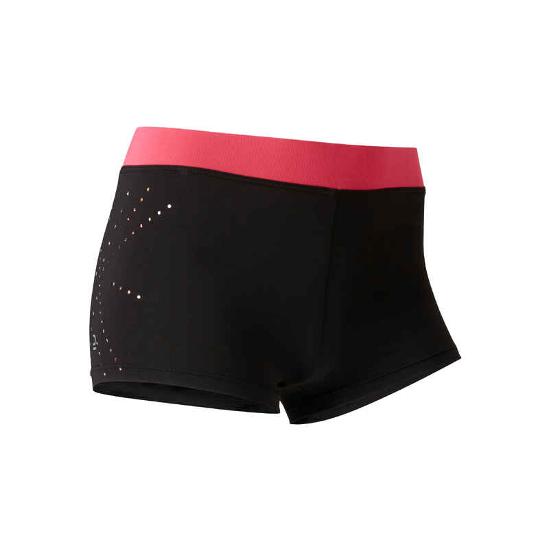 Gymnastikhose kurz 500 Mädchen schwarz/rosa Gymnastikhose kurz 500 Mädchen schwarz/rosa