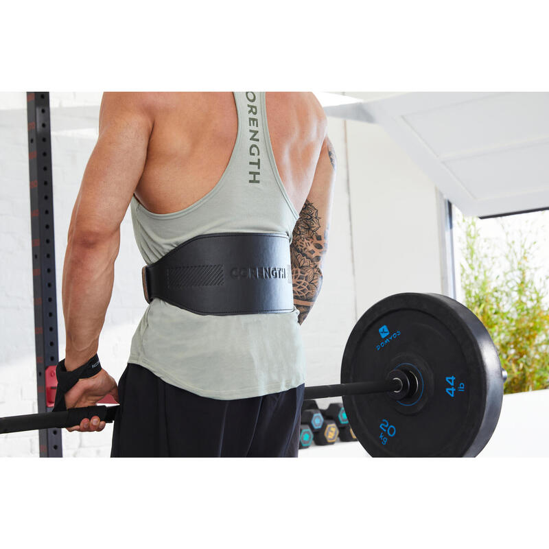 Weight Training Leather Lumbar Belt - Black