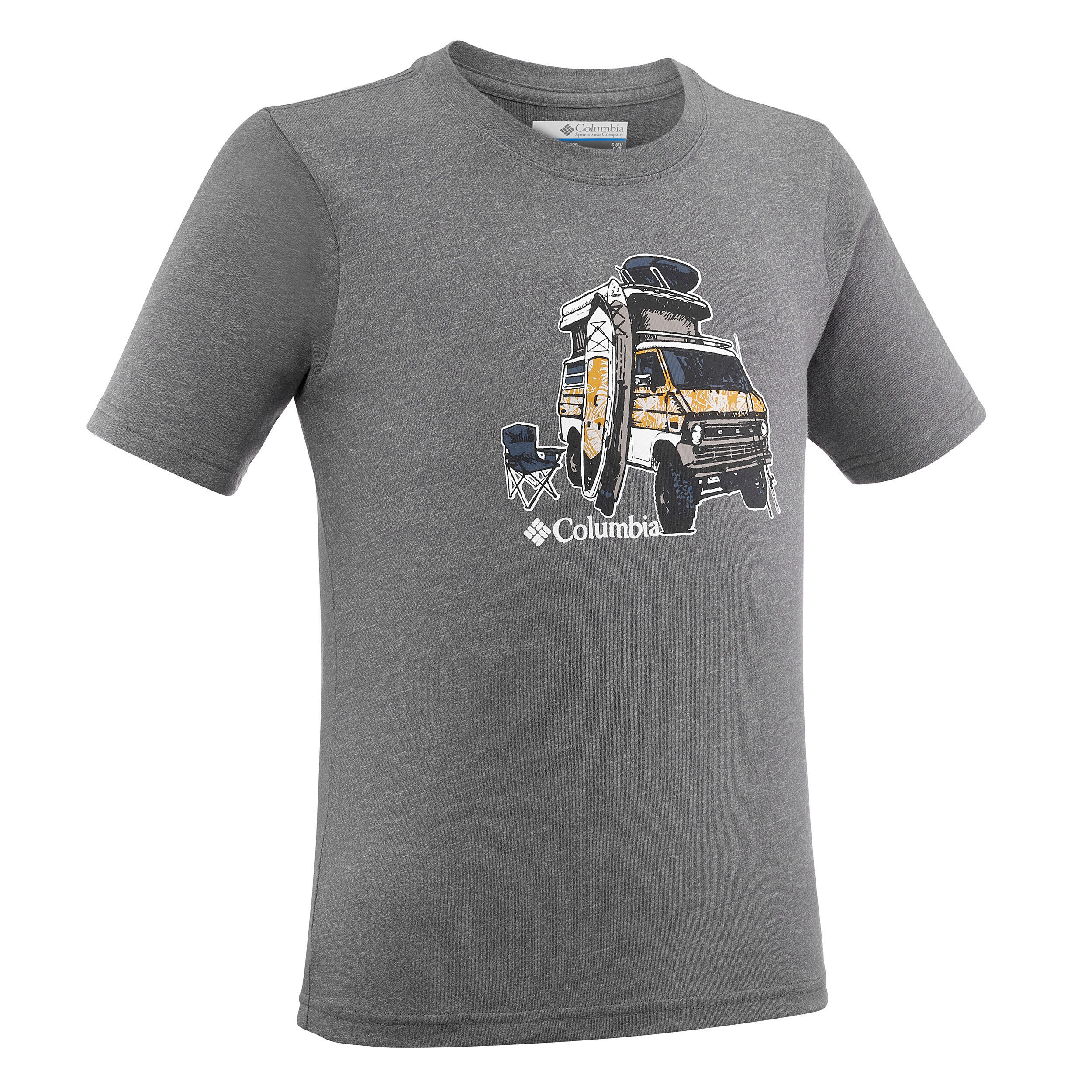 COLUMBIA Kids' Hiking T-Shirt Columbia Tech Tee - 7 to 15 Years - grey