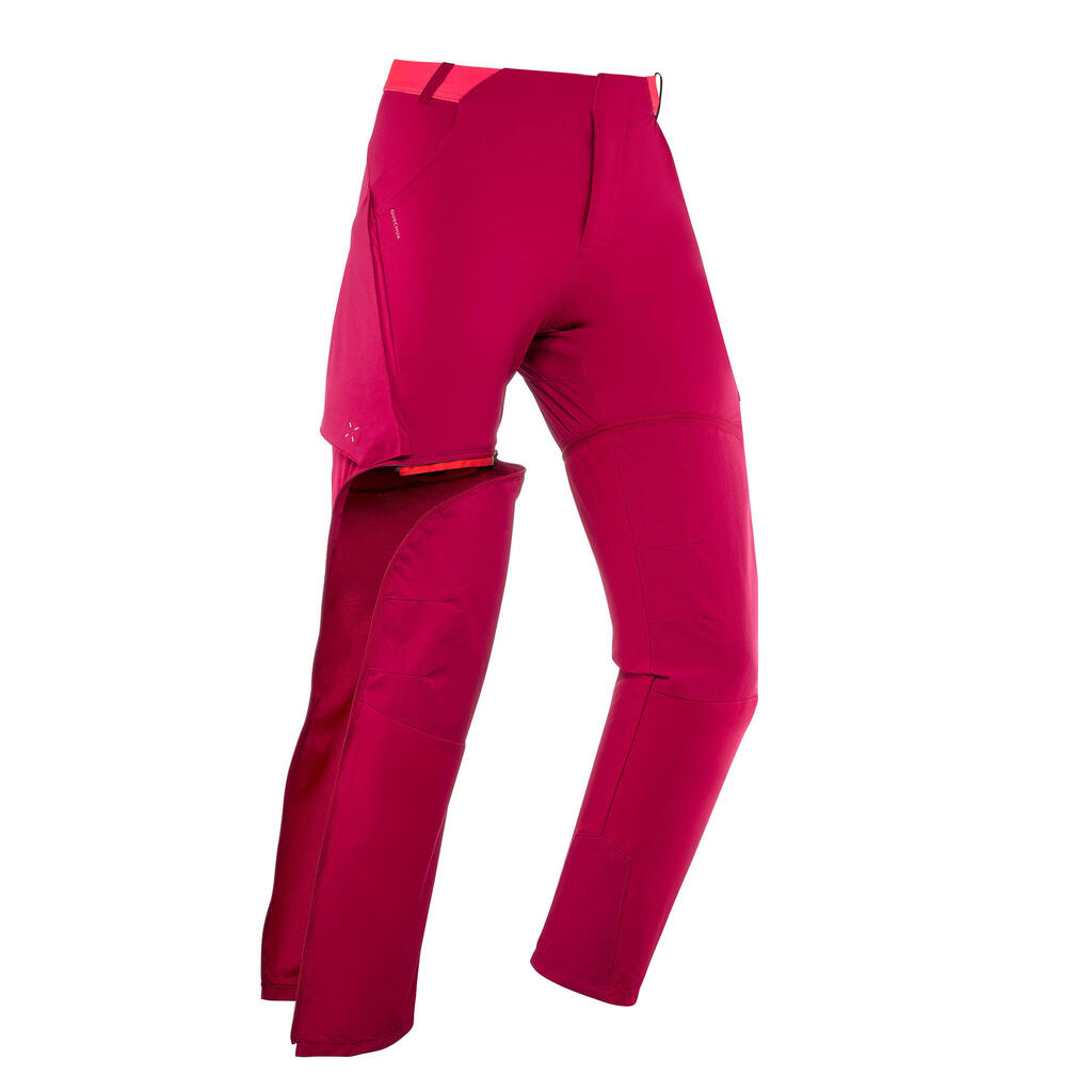 Kids’ modulable hiking trousers MH500 raspberry 7-15 years