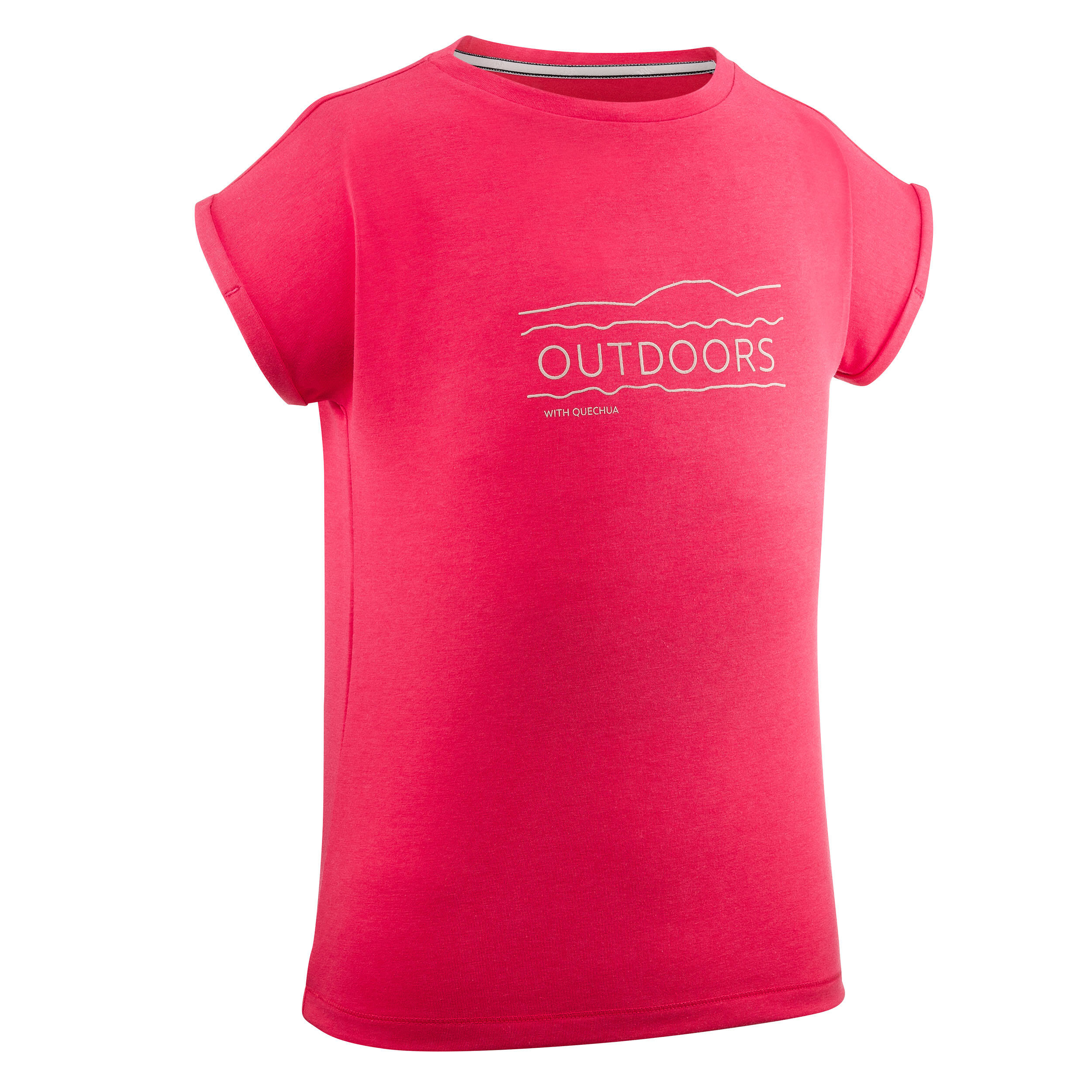 QUECHUA Kids' Hiking T-Shirt - MH100 Aged 7-15 - ROSE