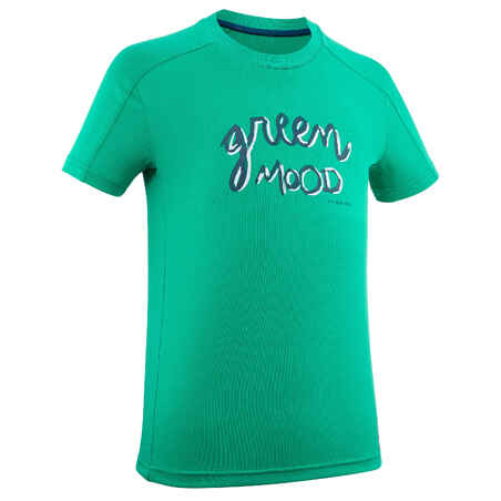 Zelena pohodniška majica s kratkimi rokavi MH100 za otroke