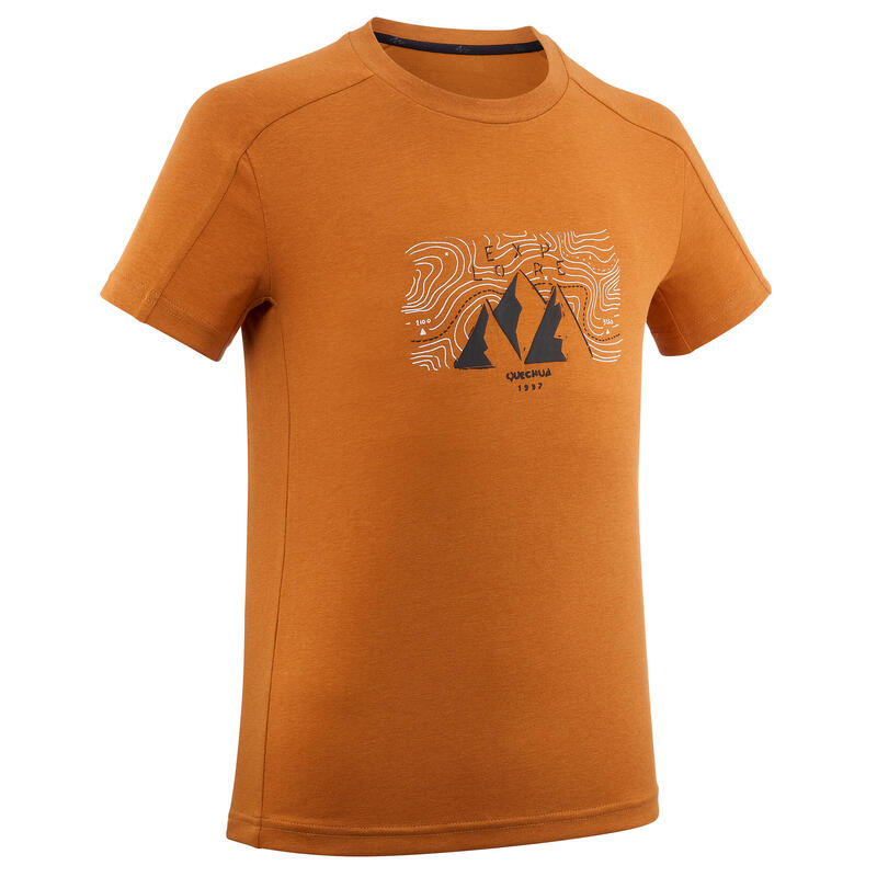 T-shirt de caminhada - MH100 - Criança 7-15 Anos Ocre