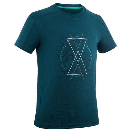 Playera de senderismo - MH100 verde oscuro - niños 7 a 15 años 