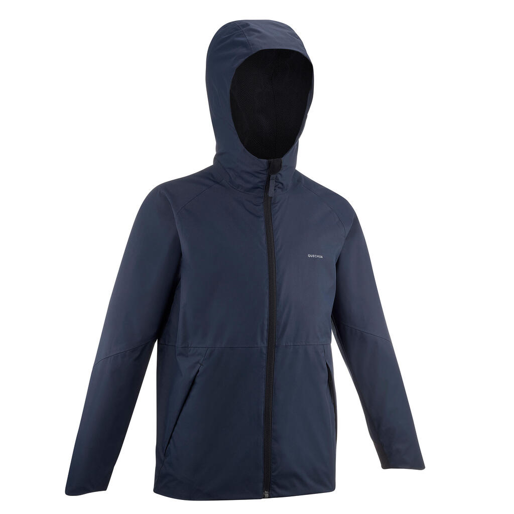 Kids’ Waterproof Hiking Jacket - MH500 Aged 7-15 - Navy Blue