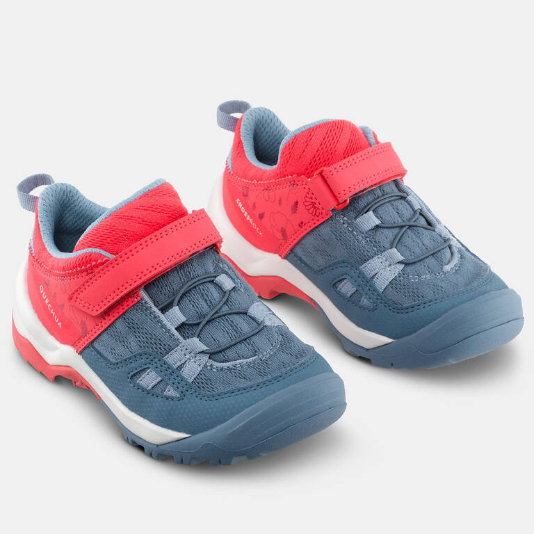 Sepatu Hiking Anak dengan Sistem Riptab Crossrock Ukuran C6½ hingga 1½ - biru pink