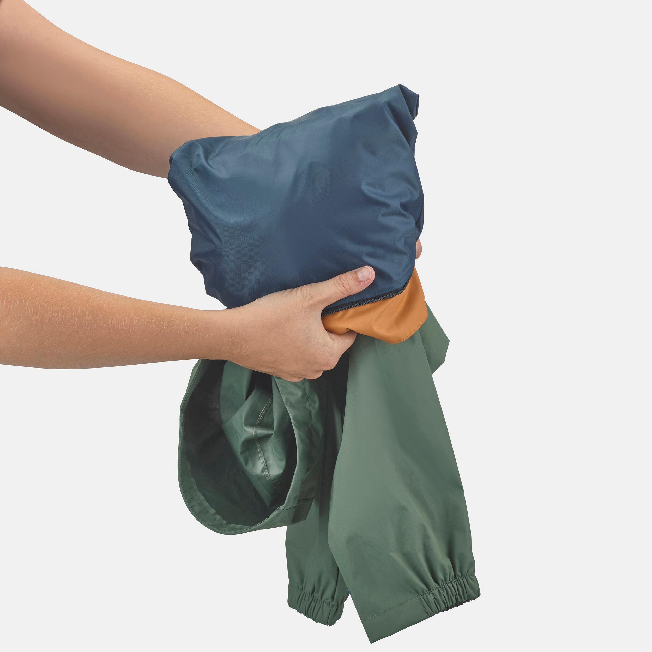 Men Half Zip Reinforced Rain Jacket with Chest Storage Pocket Green - NH150