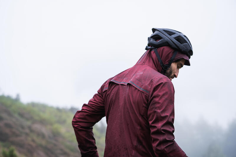 Regenjas voor op de fiets Gravel bordeaux