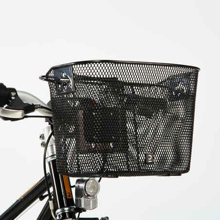 Kids' 9-Litre Metal Bike Basket-Black