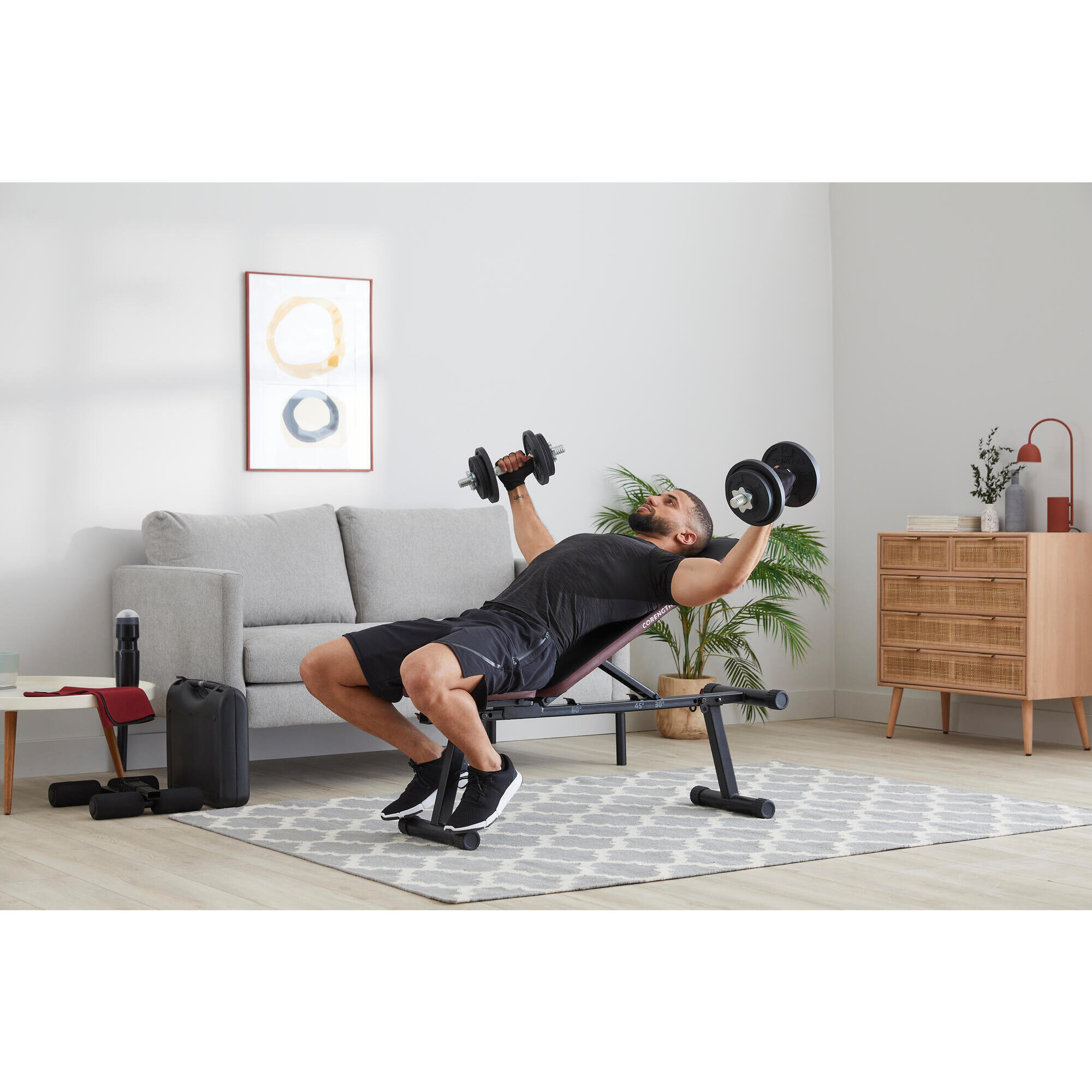 Banco musculaci n pesas y abdominales plegable Corength Decathlon